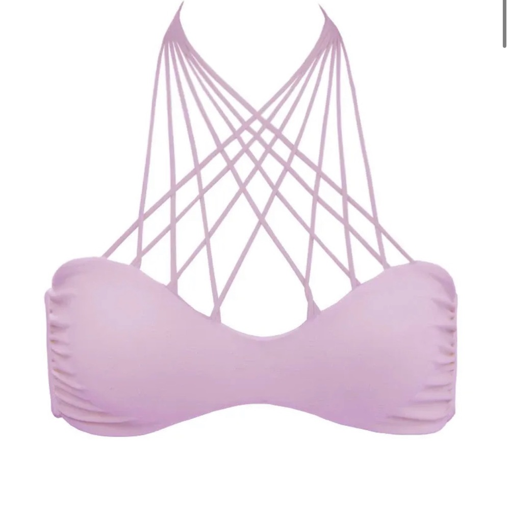MIKOH Kahala Stringy High Neck Bikini Top - Taro Purple